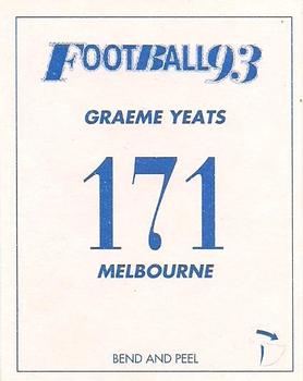 1993 Select AFL Stickers #171 Graeme Yeats Back
